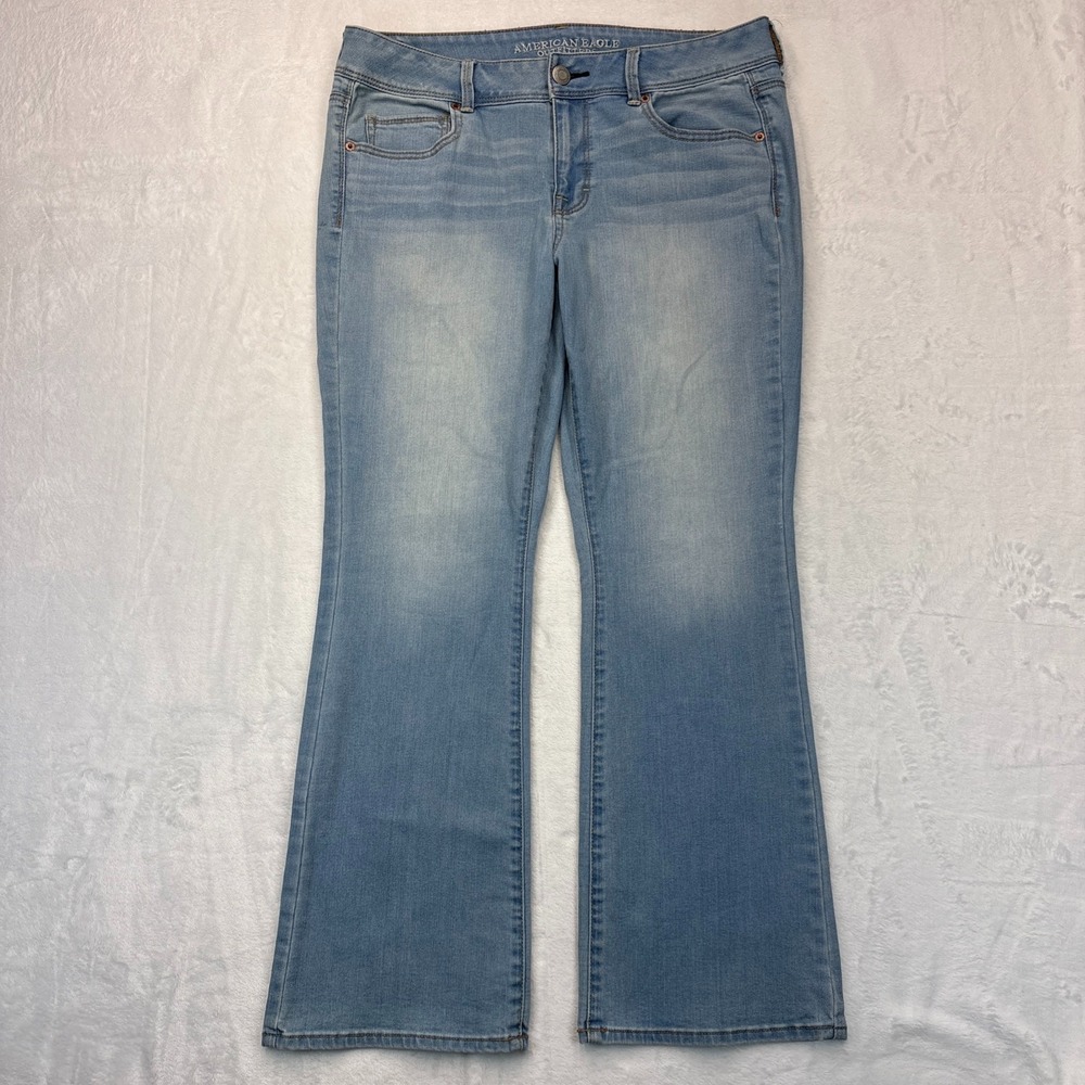 American Eagle Outfitters Kick Boot Jeans Womens Size 14S Light Wash